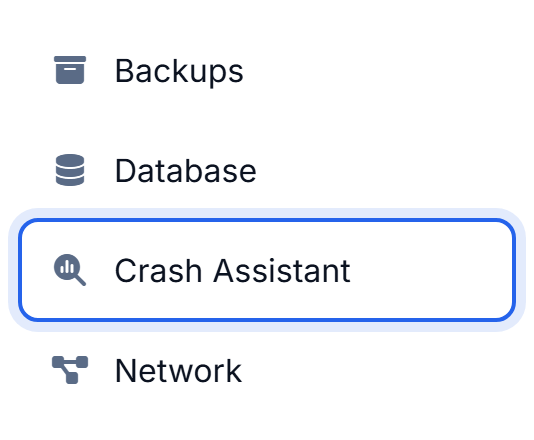 Crash Assistant in the server sidebar